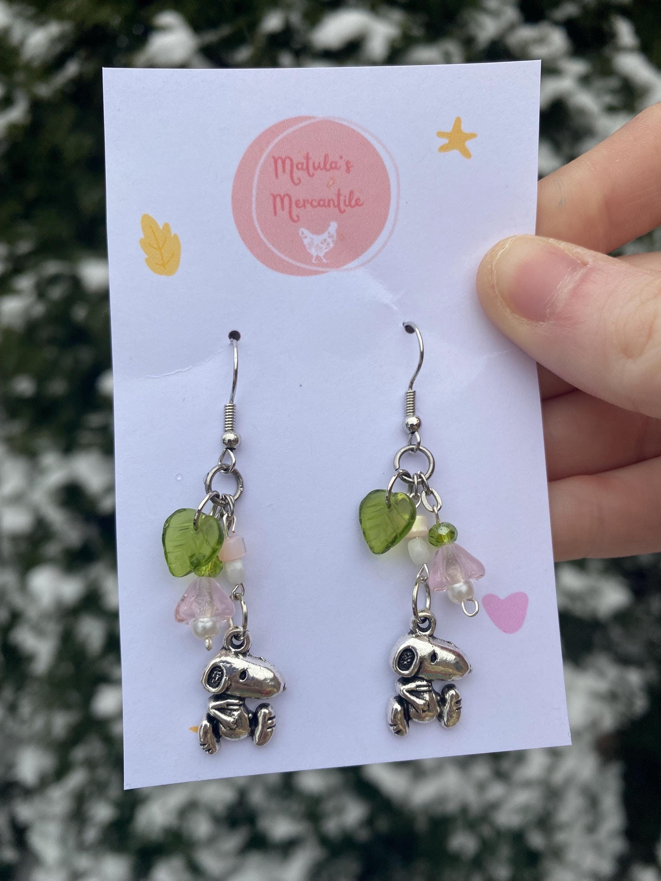 Cartoon Beagle Dog Cottagecore Earrings