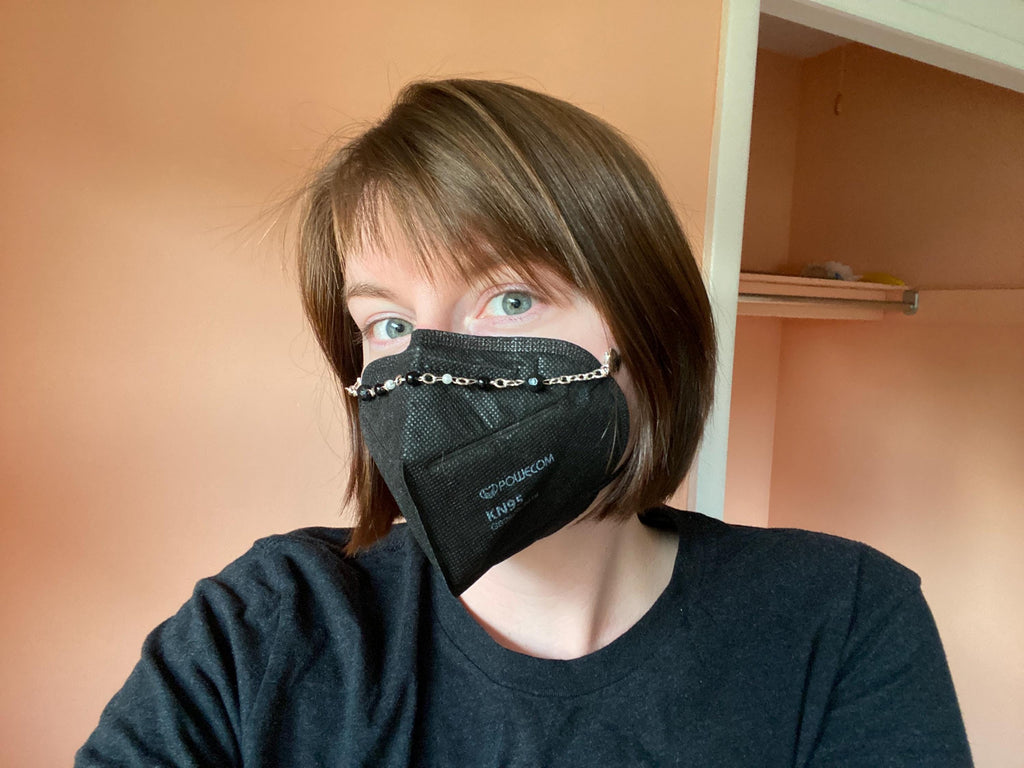 Black and White Beaded Mask Chain