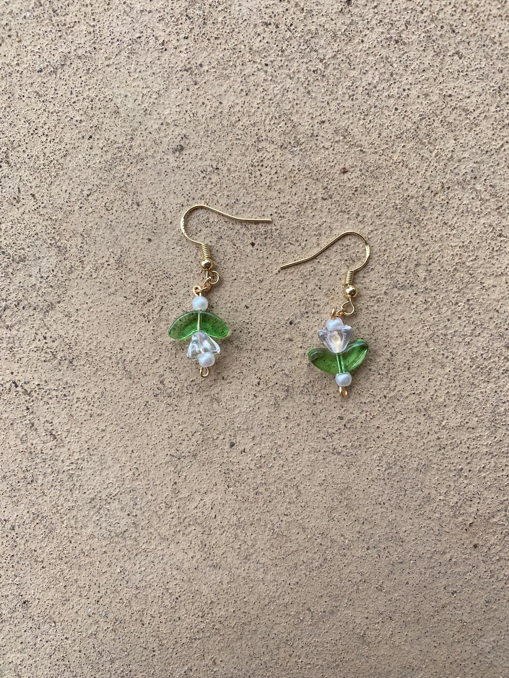 Iridescent Bellflower Flower Pearl Earrings