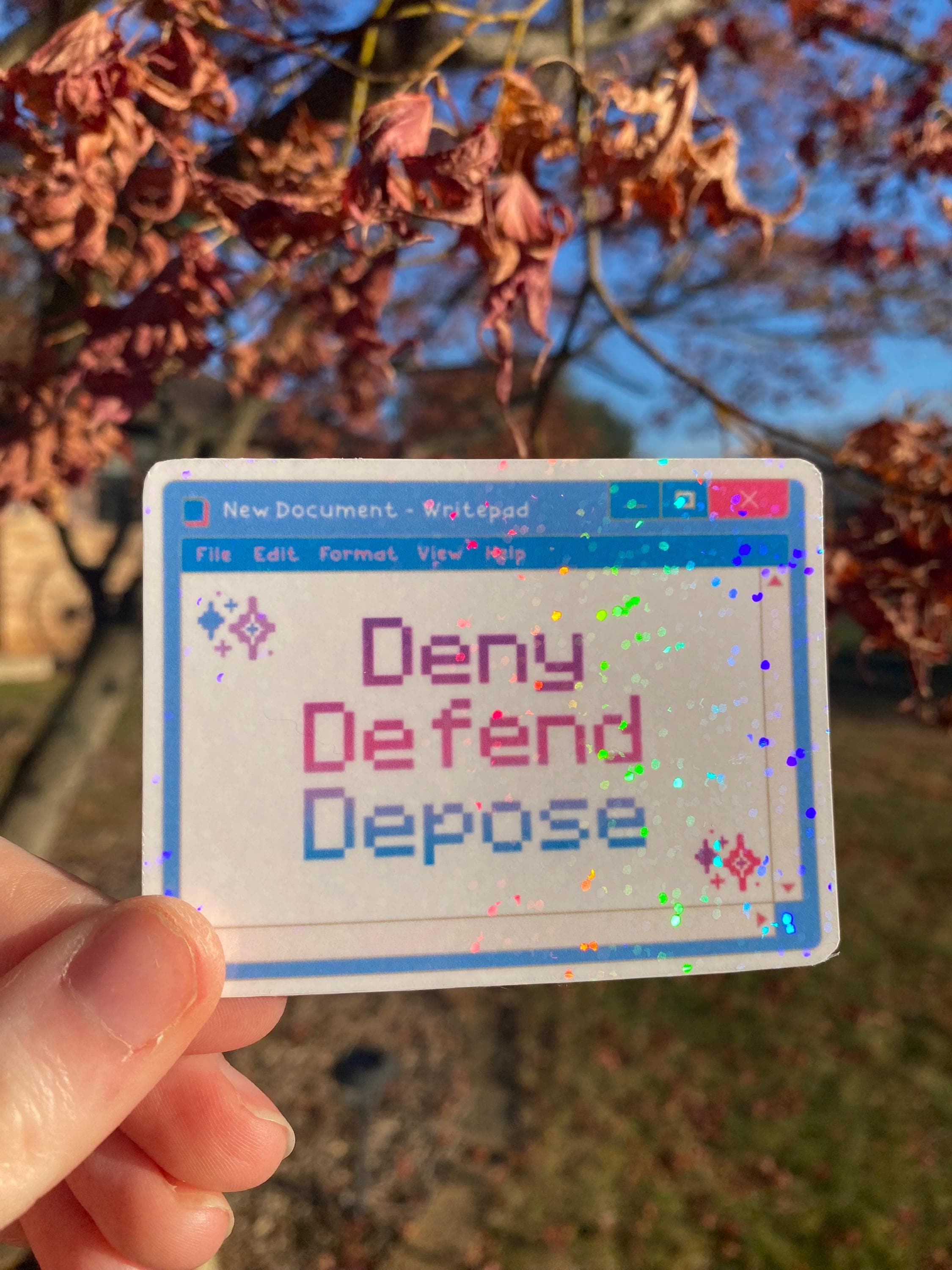 Deny Defend Depose Holographic Sticker, Healthcare, Eat The Rich, Anti Capitalism
