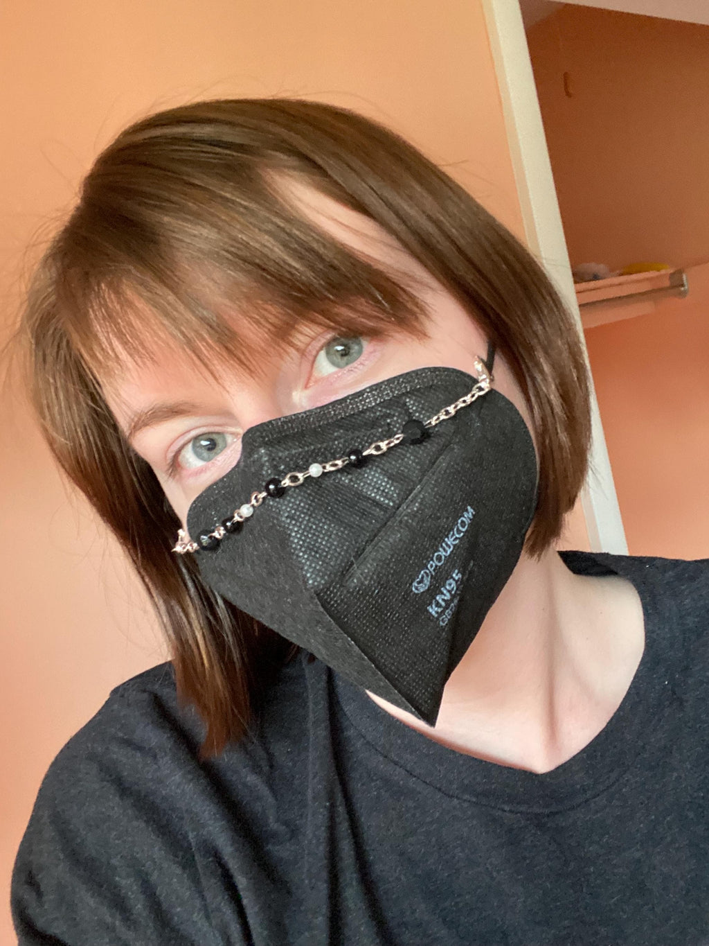 Black and White Beaded Mask Chain