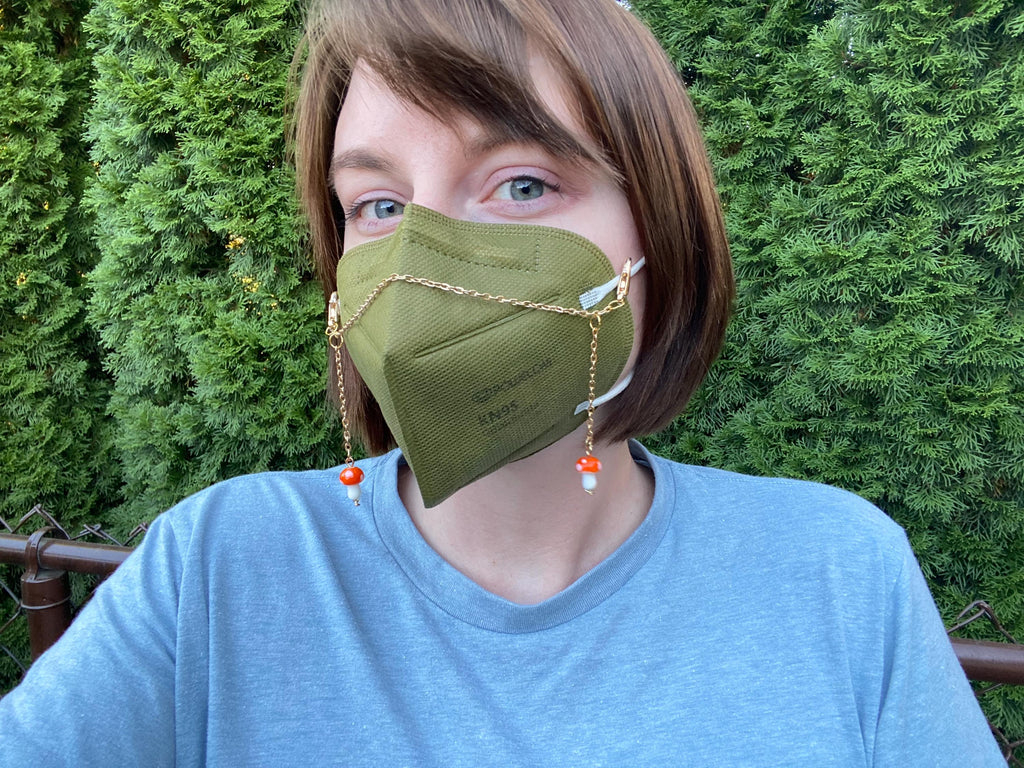 Mushroom Dangle Gold Mask Chain