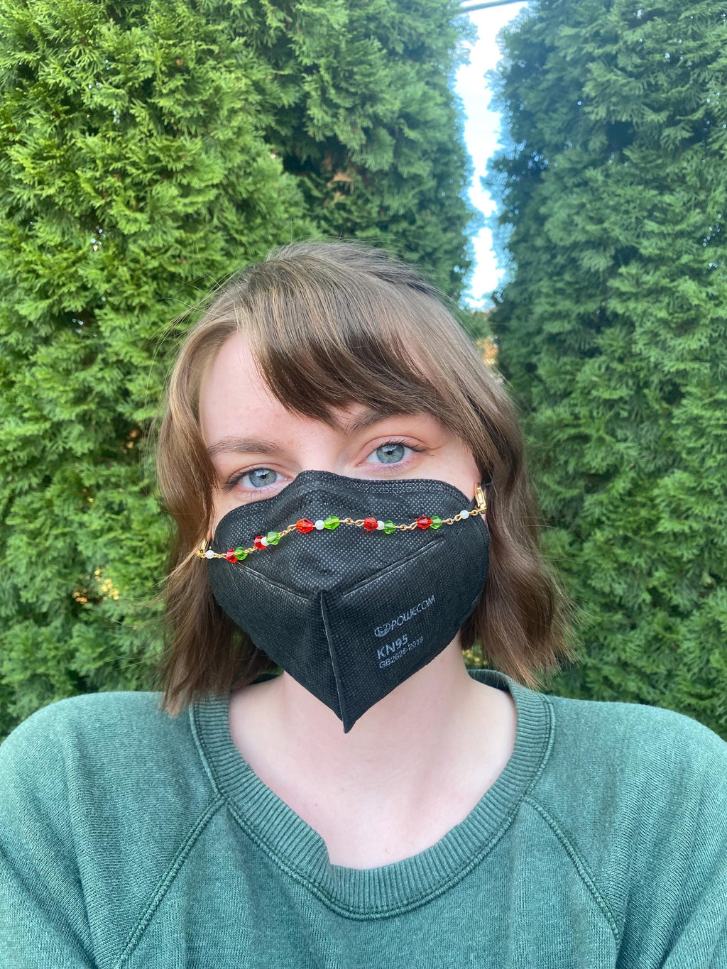 Christmas Colors Beaded Mask Chain