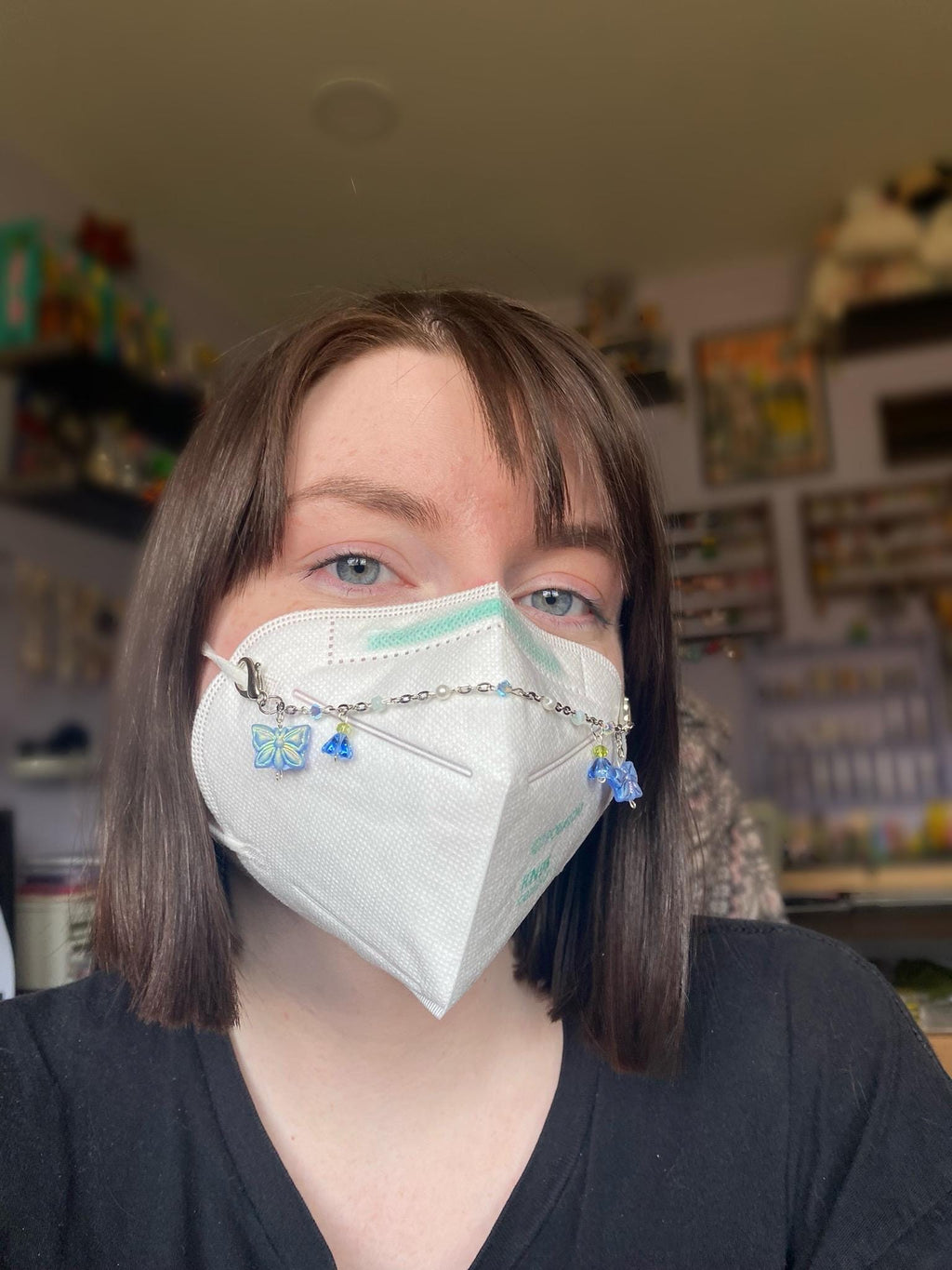 Baby Blue Butterflies Mask Chain