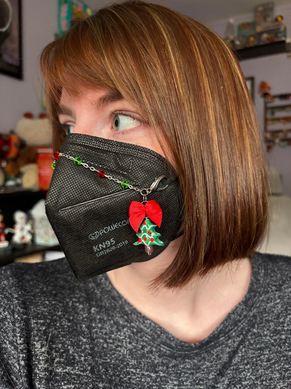 Christmas Tree Bow Mask Chain