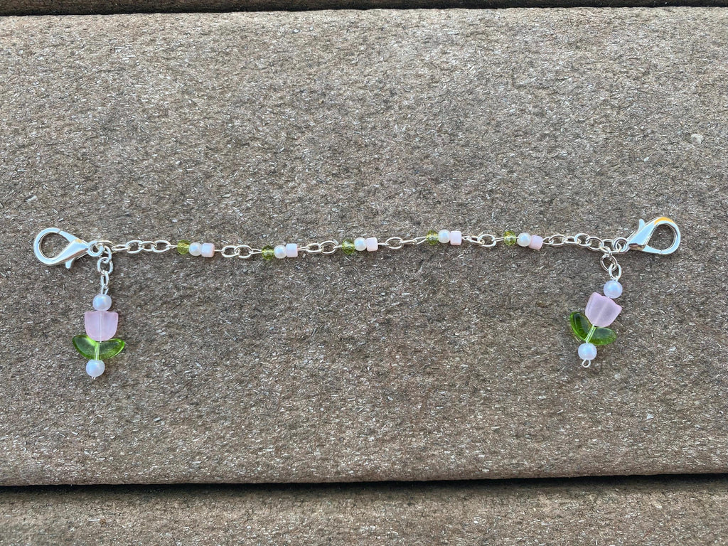 Ethereal Pink Flower And Pearl Mask Chain