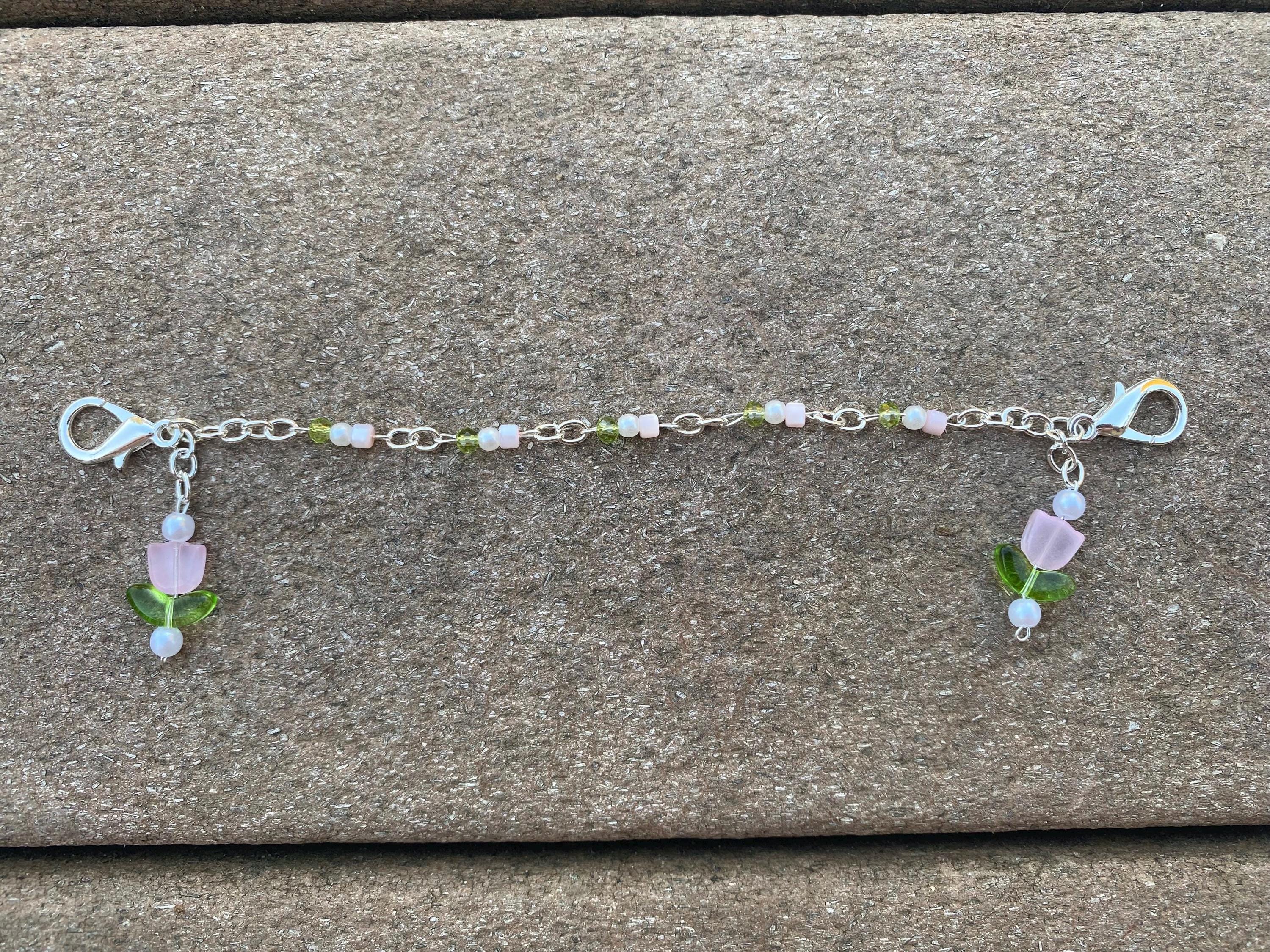 Ethereal Pink Flower And Pearl Mask Chain