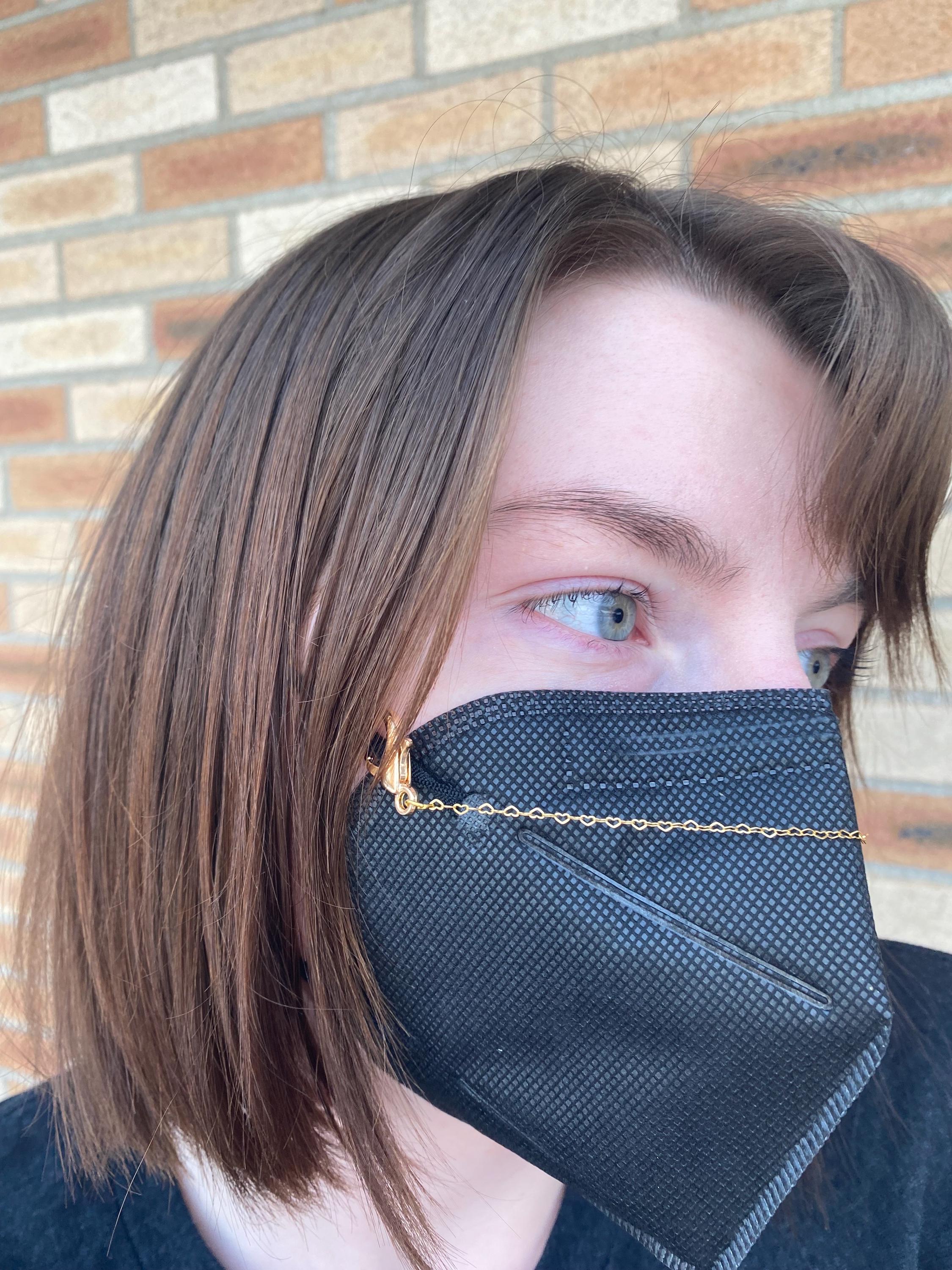 Sterling Silver or 14k Gold Filled Hearts Mask Chain