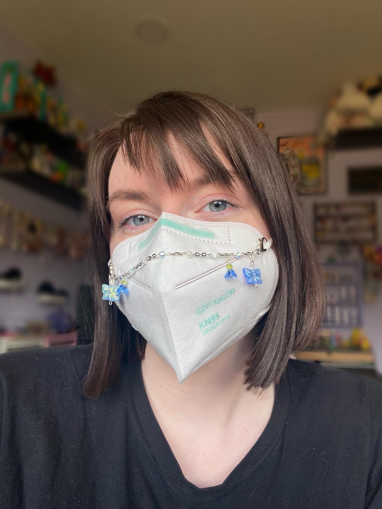 Baby Blue Butterflies Mask Chain