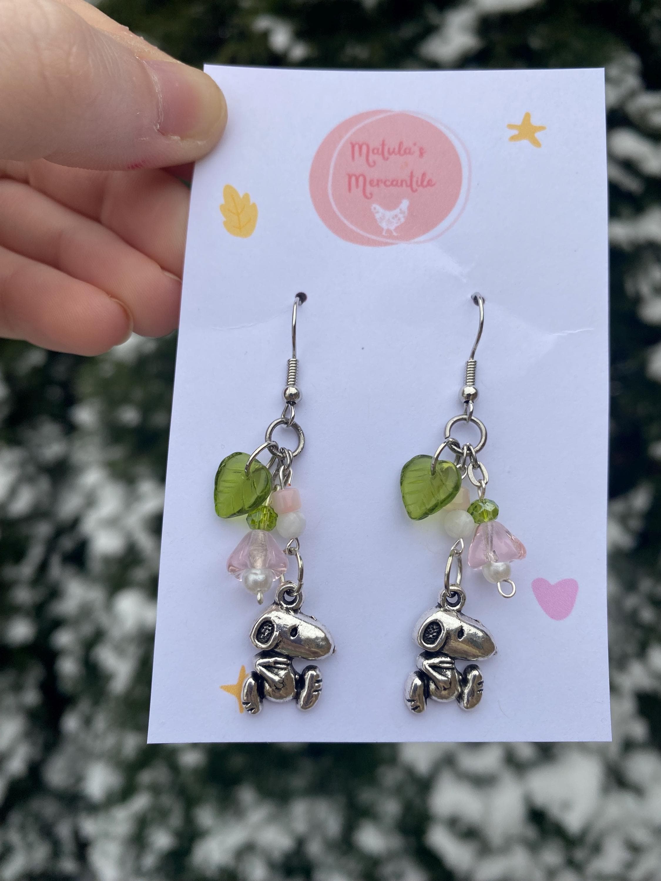 Cartoon Beagle Dog Cottagecore Earrings
