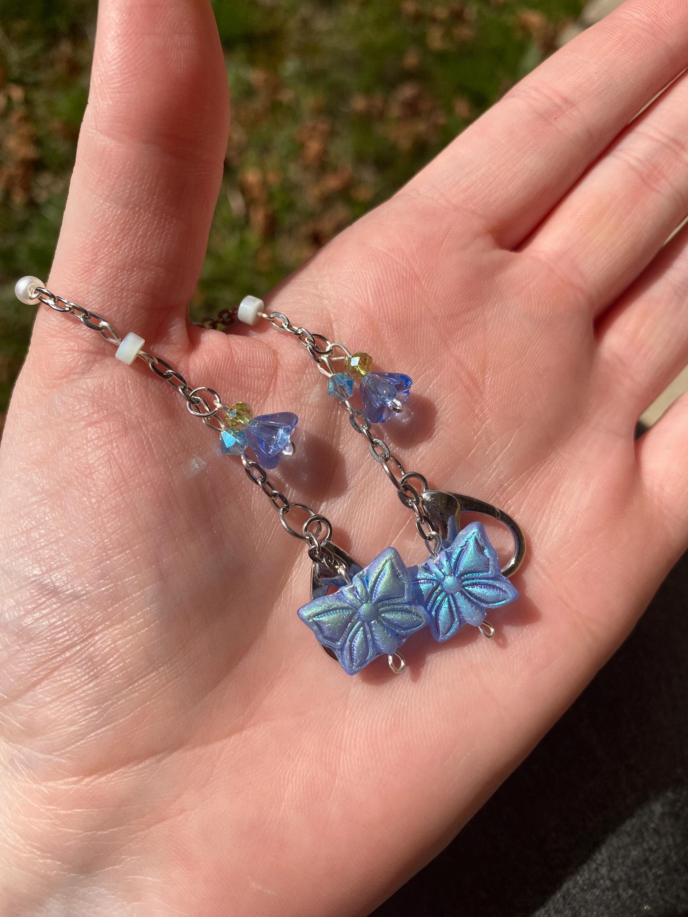 Baby Blue Butterflies Mask Chain