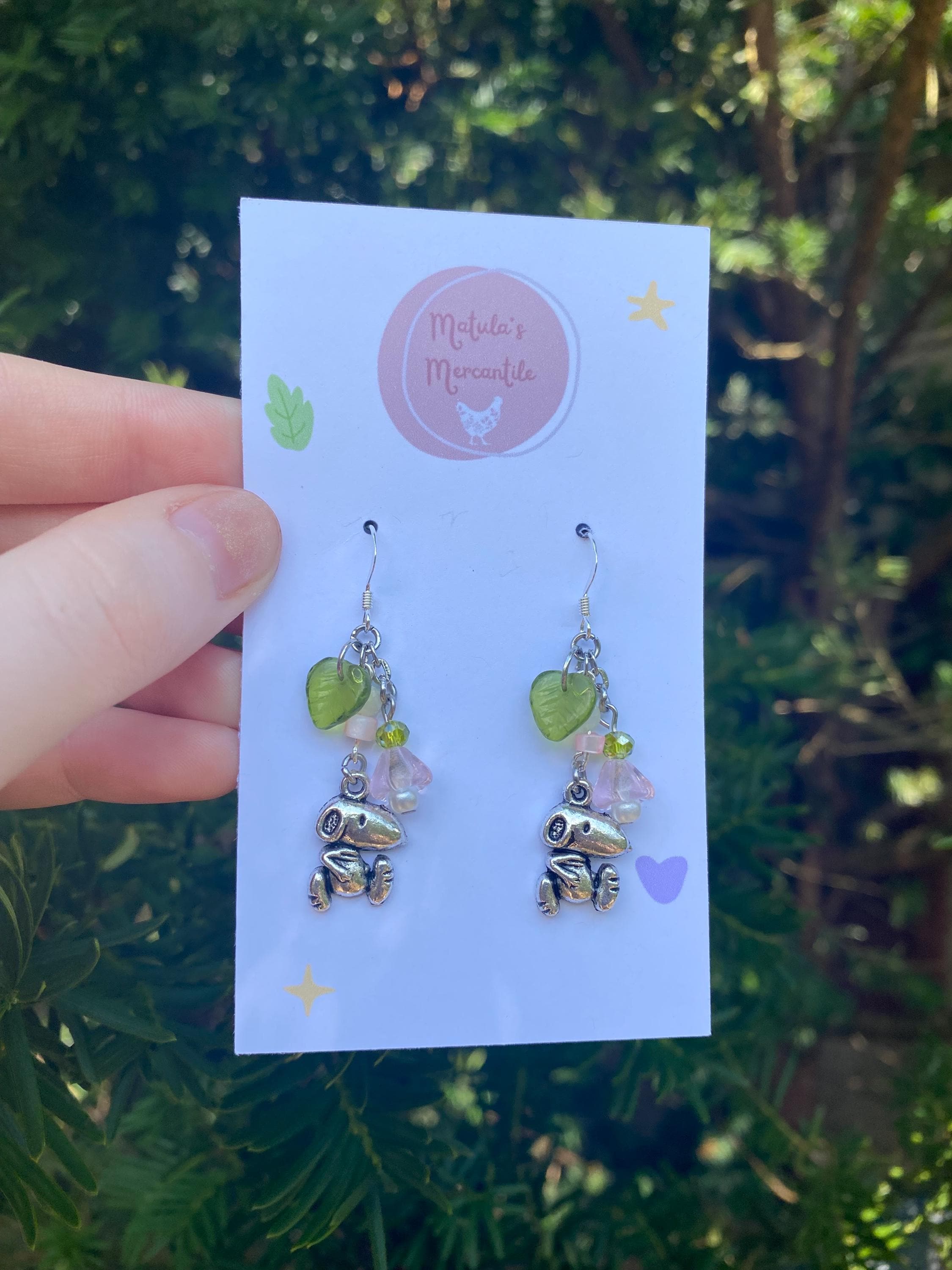 Cartoon Beagle Dog Cottagecore Earrings