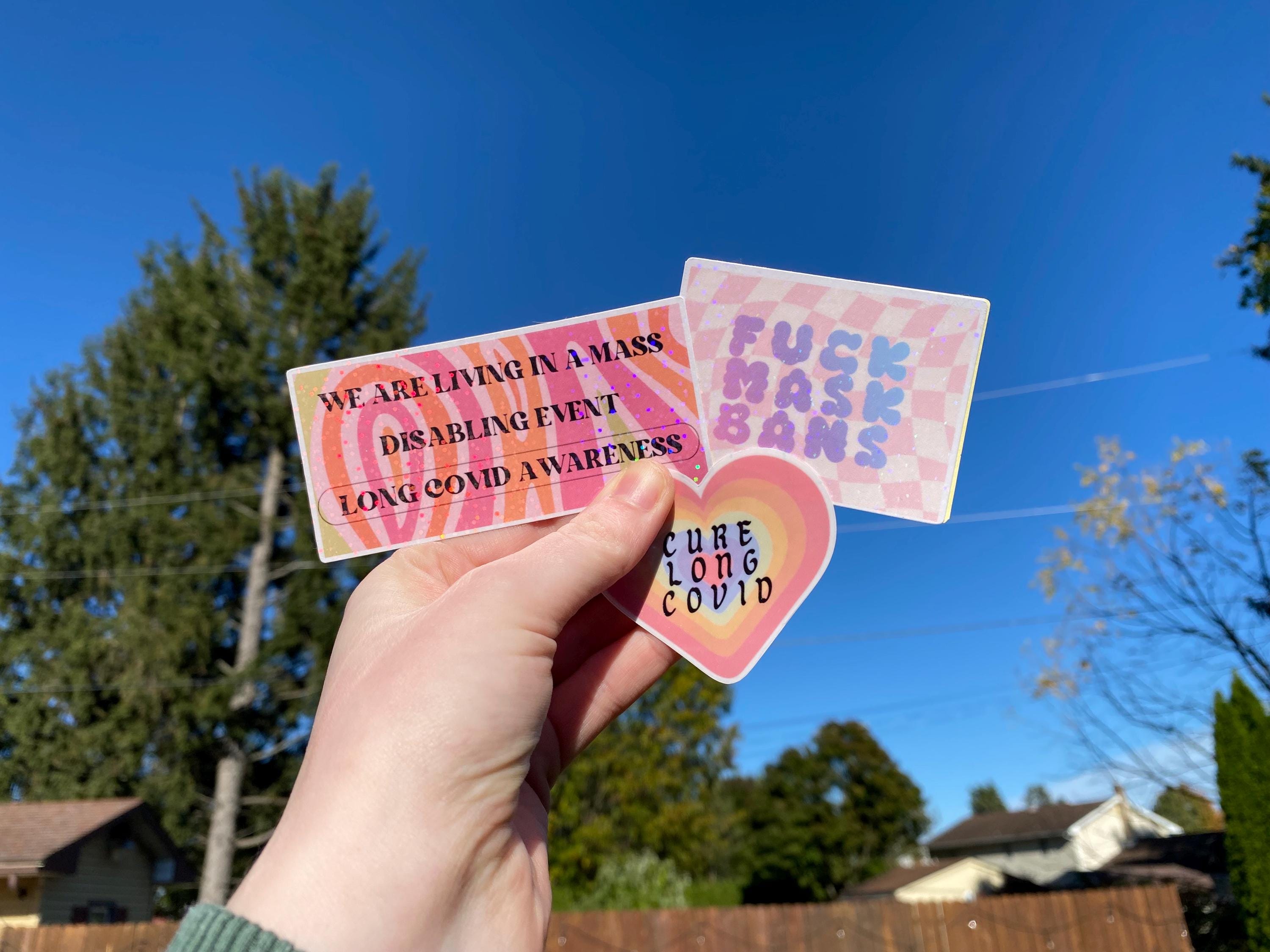Covid, Long Covid, Mask Ban Holographic Stickers