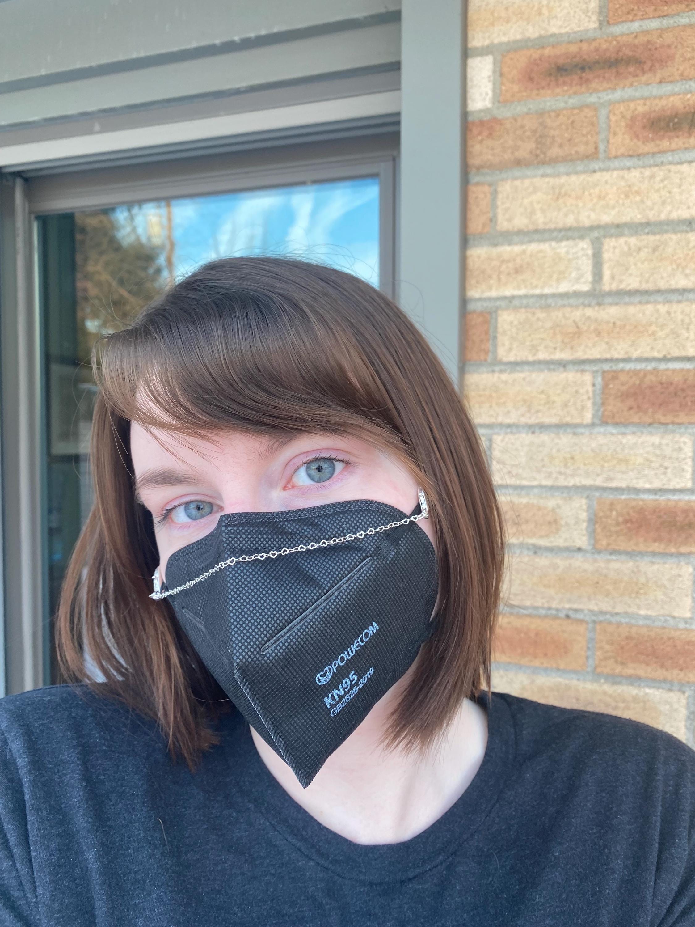 Sterling Silver or 14k Gold Filled Hearts Mask Chain