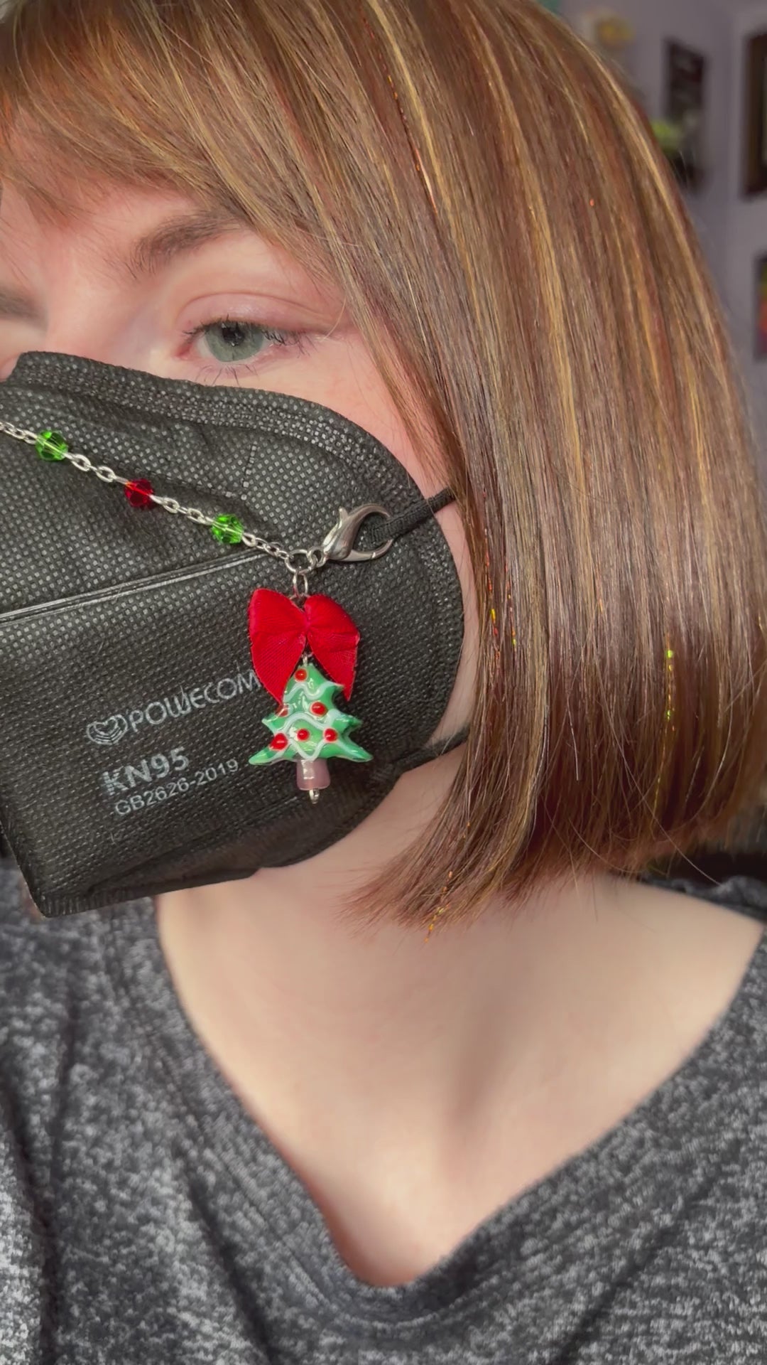 Christmas Tree Bow Mask Chain